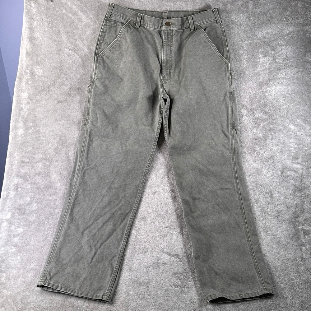 Carhartt B11-MOS Carpenter Pants Mens 36x32 Moss Green Canvas Work Dungaree